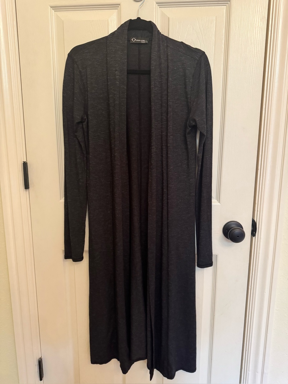 Crown Jewel Long lightweight Charcoal Gray Duster Cardigan S